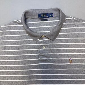 Polo Ralph Lauren Shirt Men's XL Gray Flesh Pony Pima Soft Touch Striped Preppy